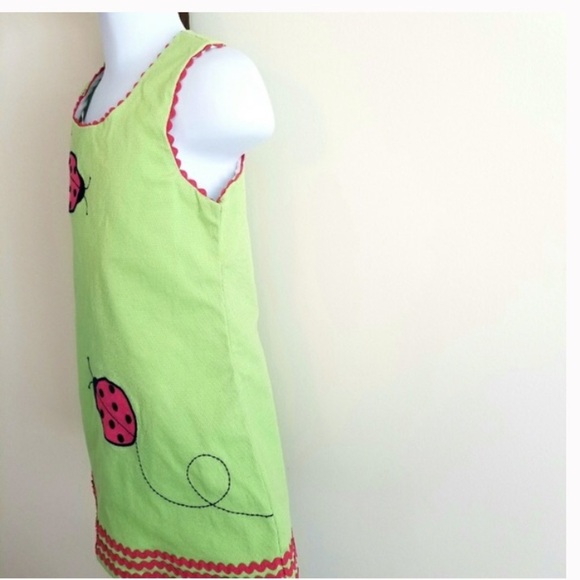 HARTSTRINGS Ladybug Jumper Dress in Apple Green Girl’s Size 5 - Picture 3 of 8